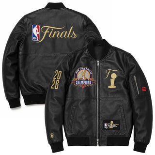 NY Knicks 2026 Champions FISLL Leather Bomber Jacket