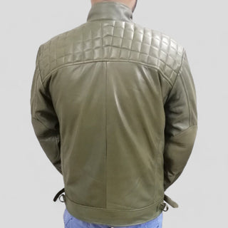 green quilted jacket