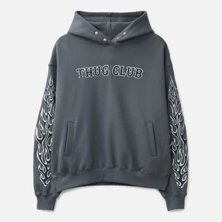 THUG CLUB Leather Flame Hoodie