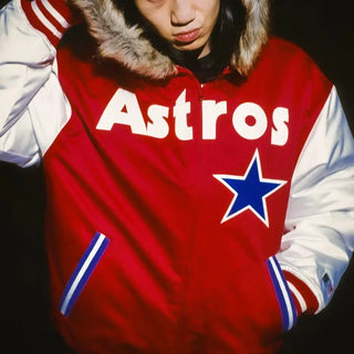 Supreme x Mitchell & Ness Houston Astros Red hooded jacket
