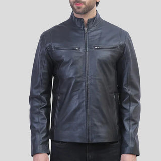 mens ionic black leather jacket