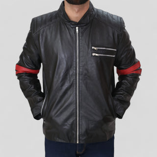 leather jacket red and black