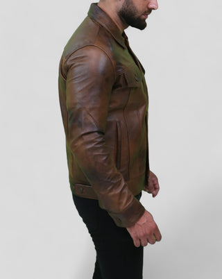 mens brown leather jacket