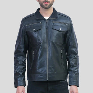 black leather jacket