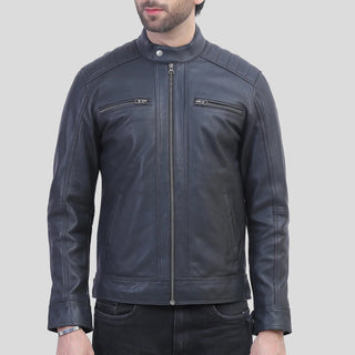 black Quilted leather jacket