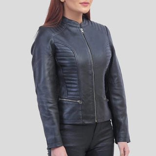 women black leather jacket