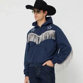 Austin Post x Dallas Cowboys Navy Fringed Hoodie