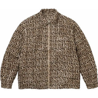 Supreme Leopard Frayed Zip Up Shirt