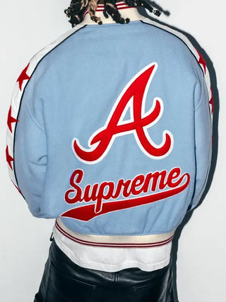 Supreme x Mitchell & Ness Atlanta Braves Varsity Jacket