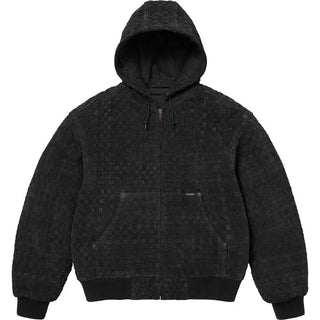 Supreme Woven Suede Hooded Work Black Jacket