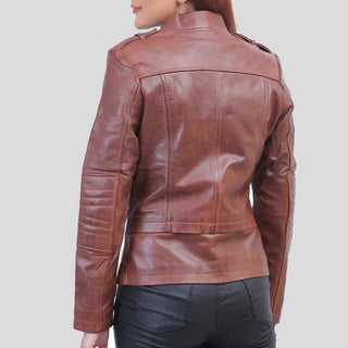 brown leather jacket