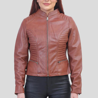 leather jacket women brown