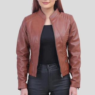 women's brown leather jacket