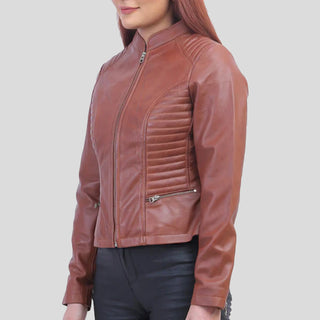 brown leather jacket for women