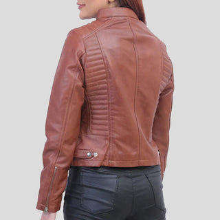 brown leather jacket women