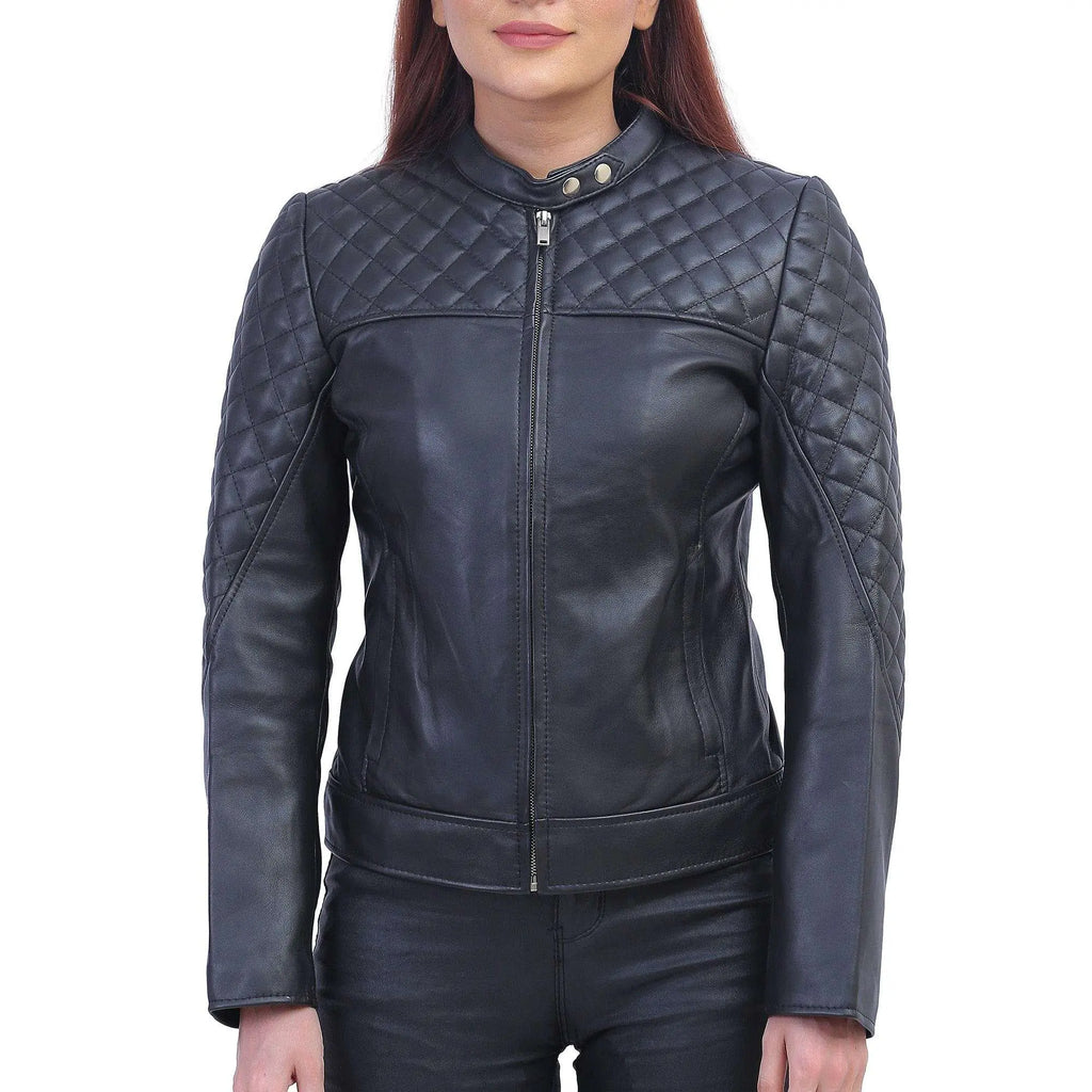 Women Quilted Shoulder Cafe Racer Jacket – The Street Jacket